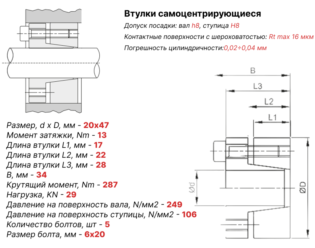 Чертеж втулка зажимная ВК13 20х47